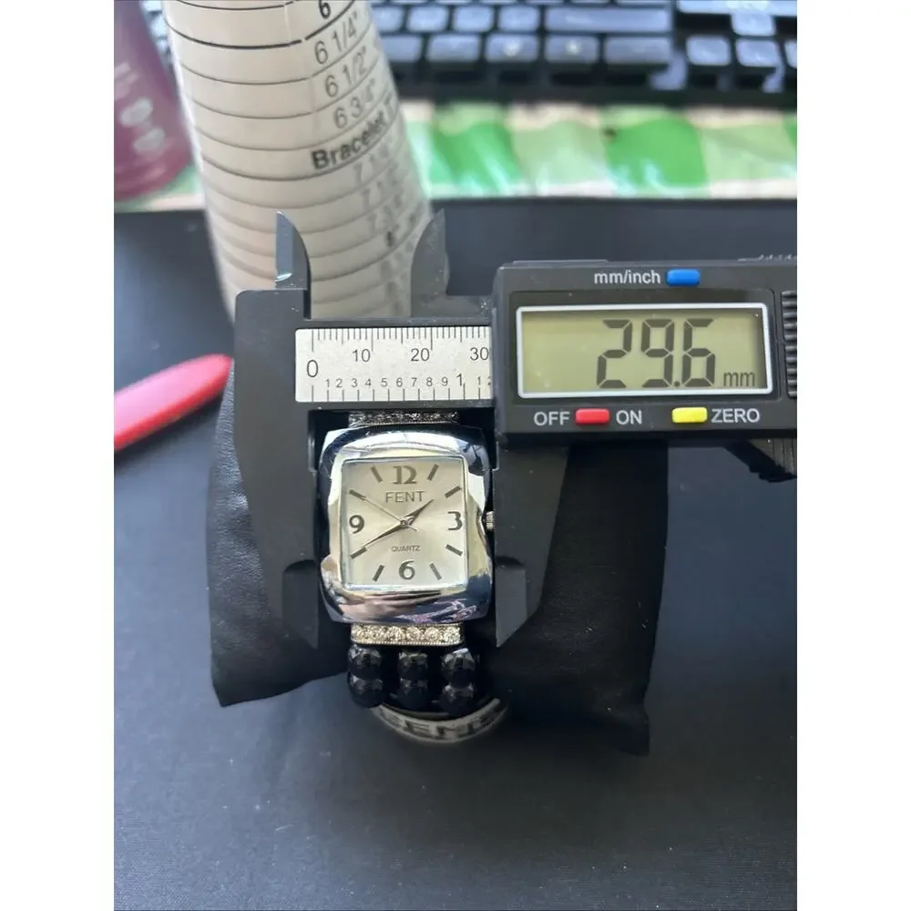 Fent Silver Tone Black Bead Band Women’s Quartz Watch